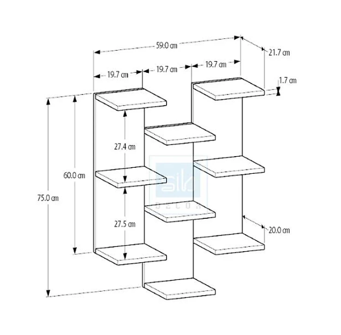 Kệ Gỗ Trang Trí Treo Tường 9 Tầng Tundo CTKT513 KT 59 x 75 x 21.7cm