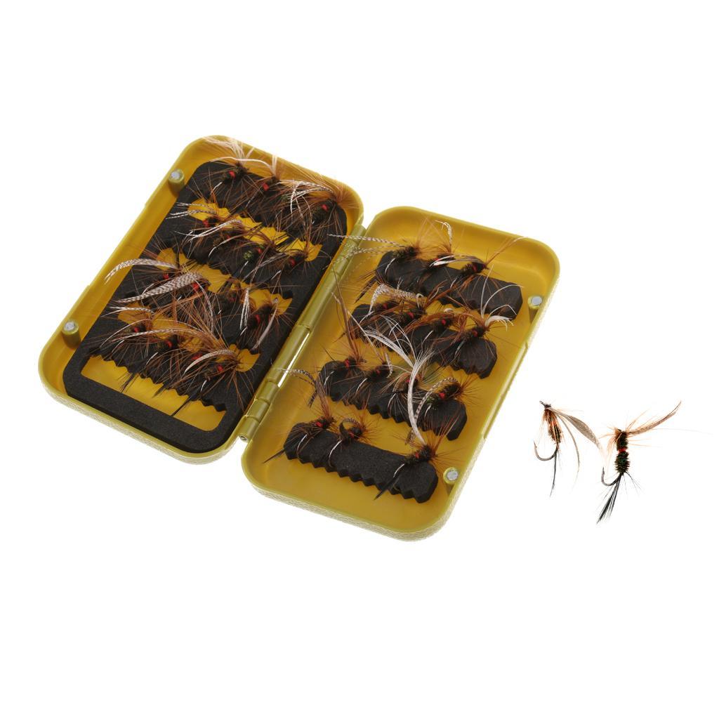 32Pcs Fly Fishing Flies Kit Bass Salmon Trout Flies Lures Assortment Fly Box