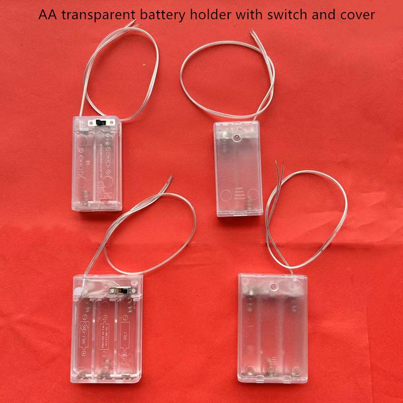 2x 3x Giá đỡ pin AA 3V 4.5V Hộp pin AA có công tắc Vỏ pin AA mới có dây trong suốt Hộp trong suốt có chì Màu sắc: 4 CÁI