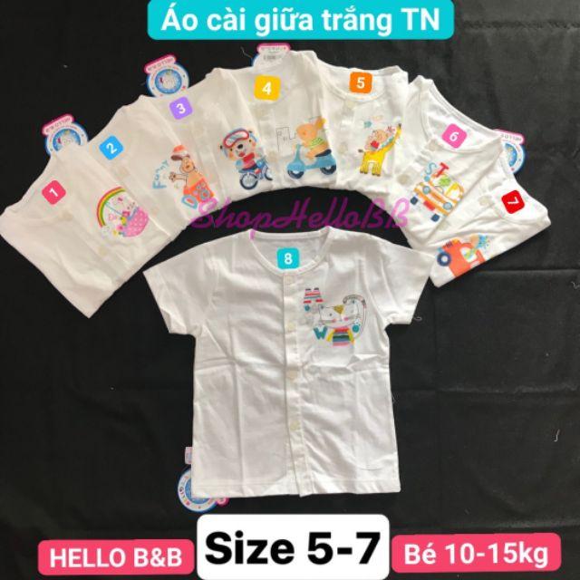 Áo cài giữa tay ngắn Hello BB size 5(3), 6(4), bé 10-13kg