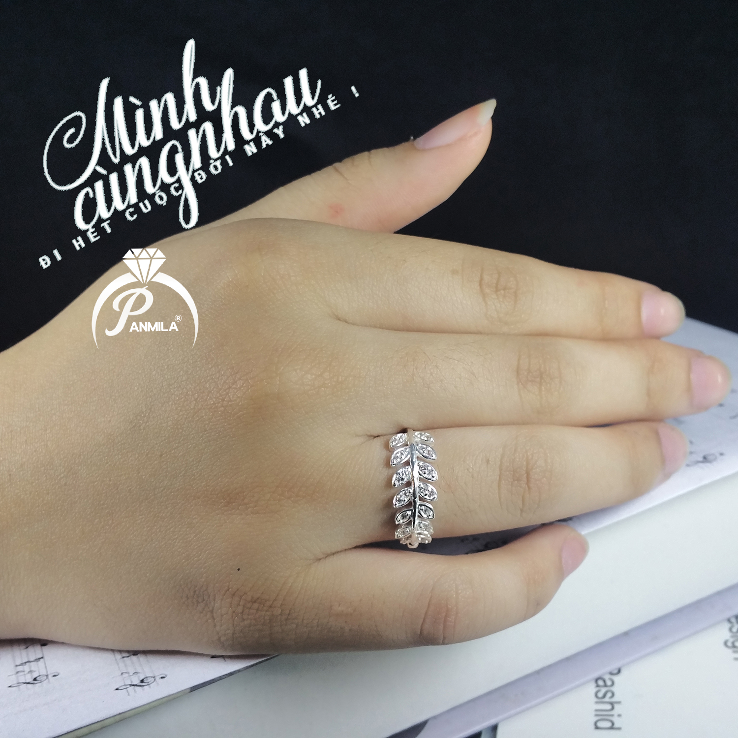 Nhẫn bạc PANMILA Jewellery cao cấp 925 hình cành Olive