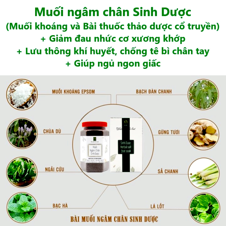 Muối ngâm chân Sinh Dược 550gr - Muối thảo dược 100% từ thiên nhiên