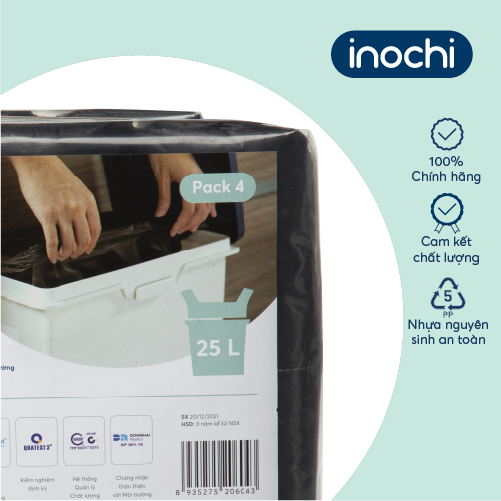 Lô túi rác tiện dụng Inochi - Soji 4 x 25L có quai