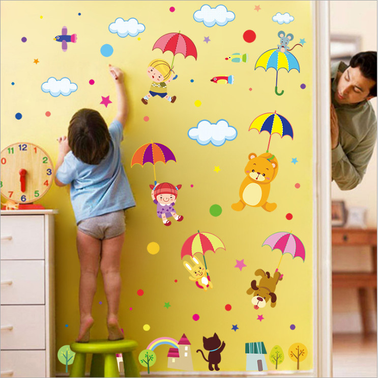 Decal dán tường cho bé yêu Cầu vòng (100 x 120 cm) trang trí nhà cửa sáng tạo mới lạ