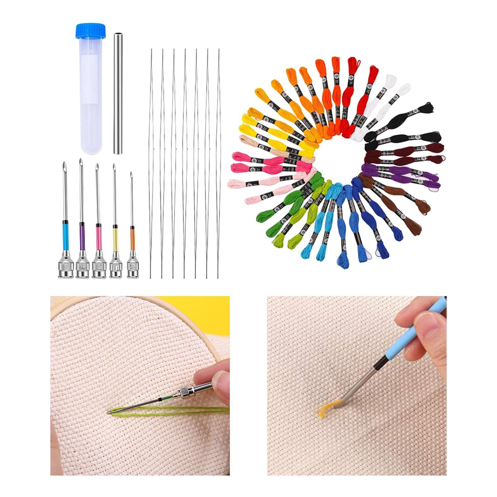 Embroidery Punch Needle, 62 Pcs Punch Needle Tool with Needle Punch, 48 Pcs Embroidery Thread, Embroidery Needles, Punch Needle Kit for Beginners