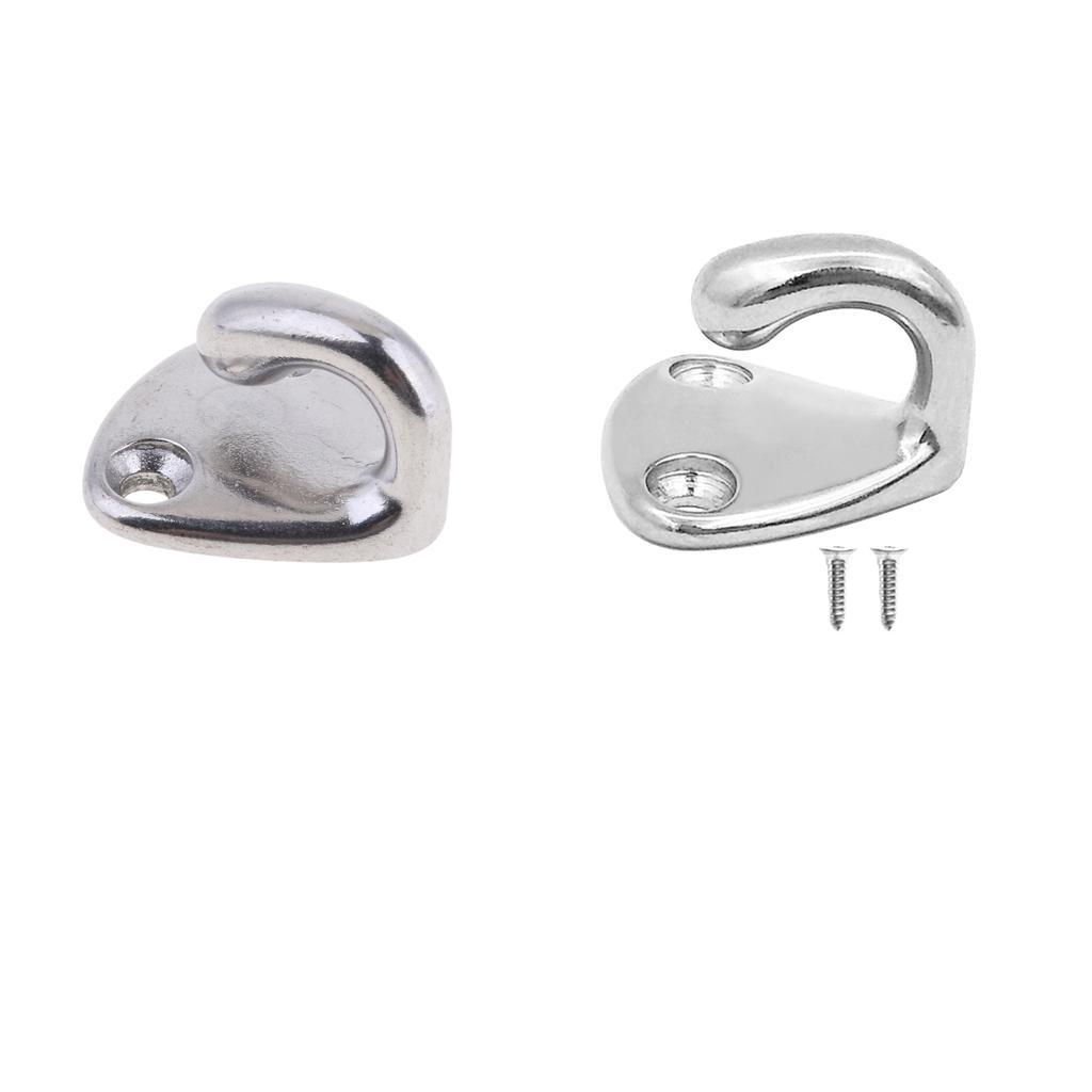 2pcs Marine Grade Stainless Steel Boat Hook Coat and Hat Hook Wall Mount
