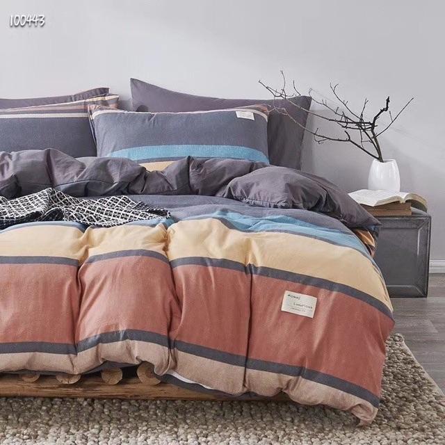 Set Ga Gối Cotton Tici Kẻ Hàng Nhập Khẩu Cao Cấp 4 Món