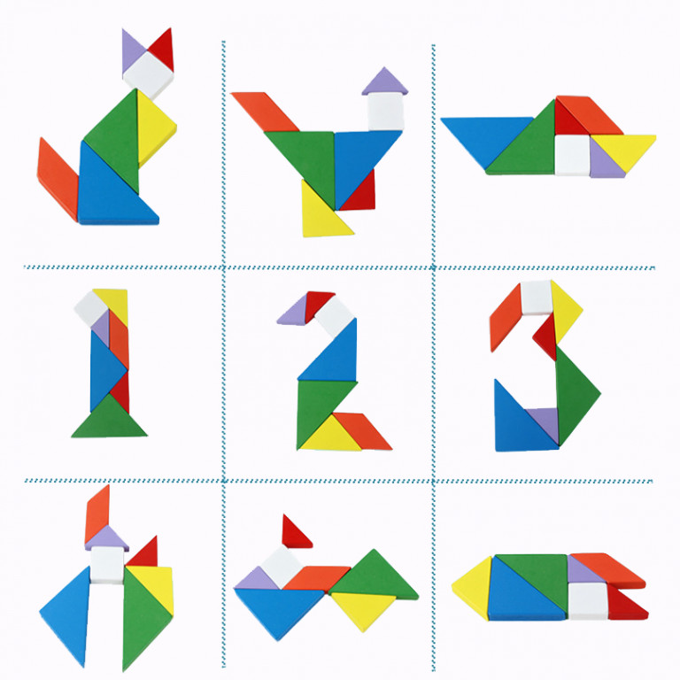 Đồ chơi giáo dục Tangram 7 mảnh nhiều màu sắc