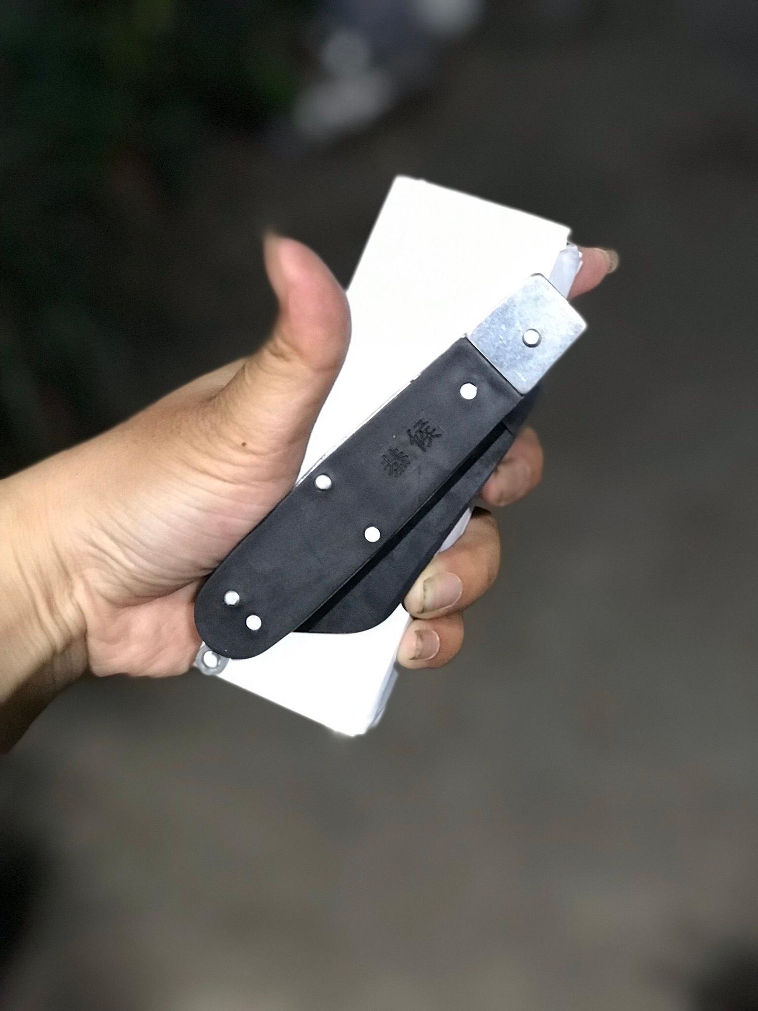 Bộ 3 dụng cụ chiết ghép cây lưỡi đen cán gập, giấy ghép tự hủy khổ 5cm, viên đá mài Nhật Bản cao cấp