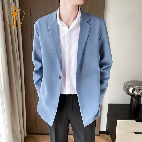 Áo Khoác Blazer Nam TRAZ Form Rộng Dài Tay Unisex Basic Chất Flannel Hàn Cao Cấp, Phong Cách Hàn Quốc, Vest