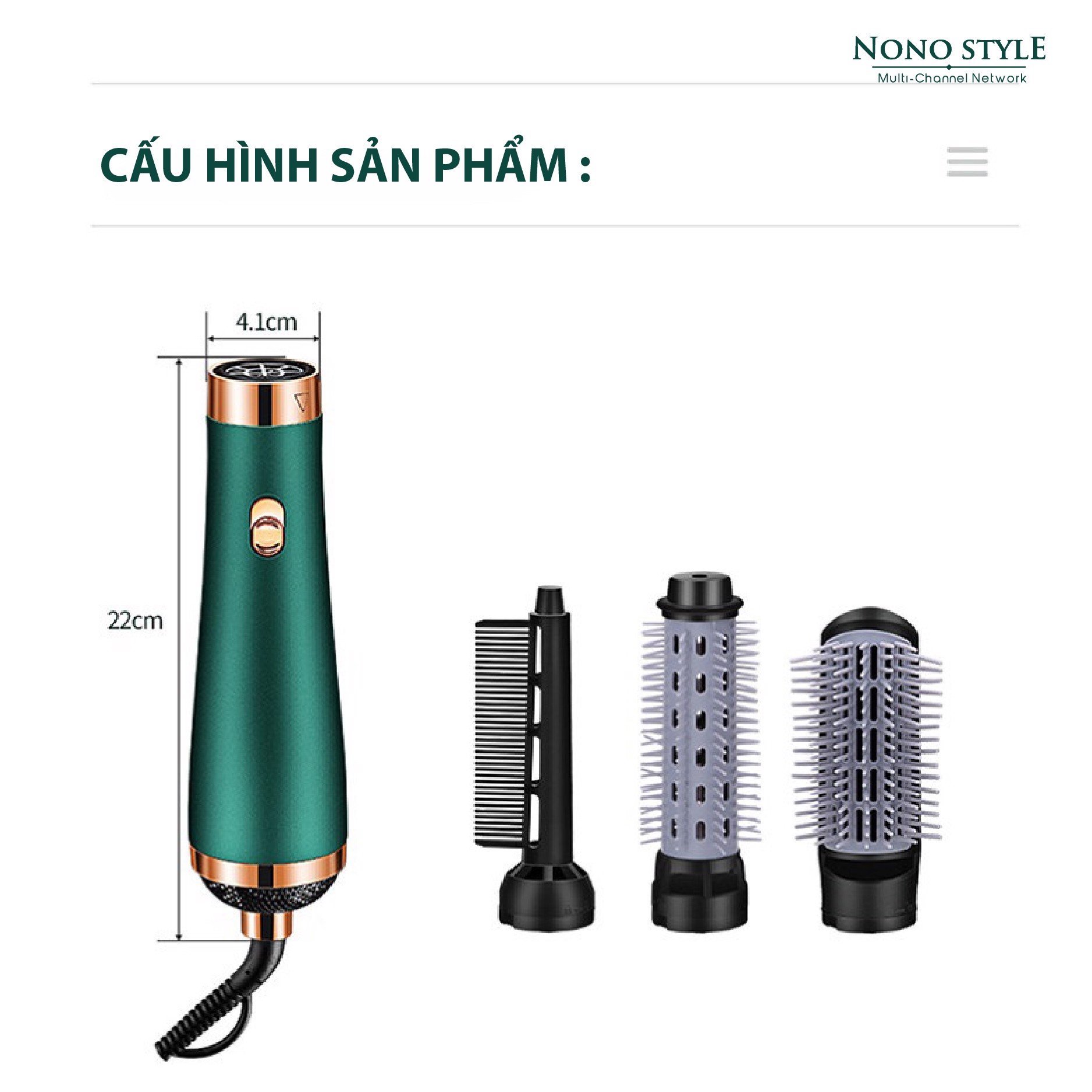 Máy Sấy Tóc Tạo Kiểu 4 in 1 sấy Khô, Duỗi Thẳng ,Uốn Xoăn, Uốn Cụp, Tạo Kiểu Tóc Bồng Bềnh