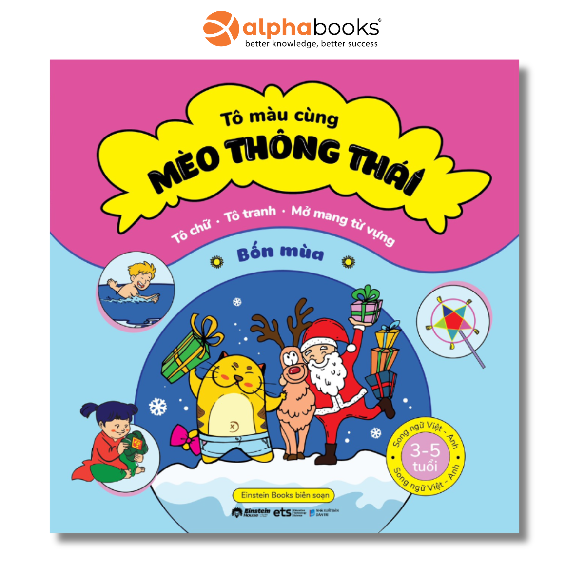 Sách Tô Chữ - Tô Tranh - Mở Mang Từ Vựng Cho Bé 3-5 Tuổi: Tô Màu Cùng Mèo Thông Thái - Bốn Mùa