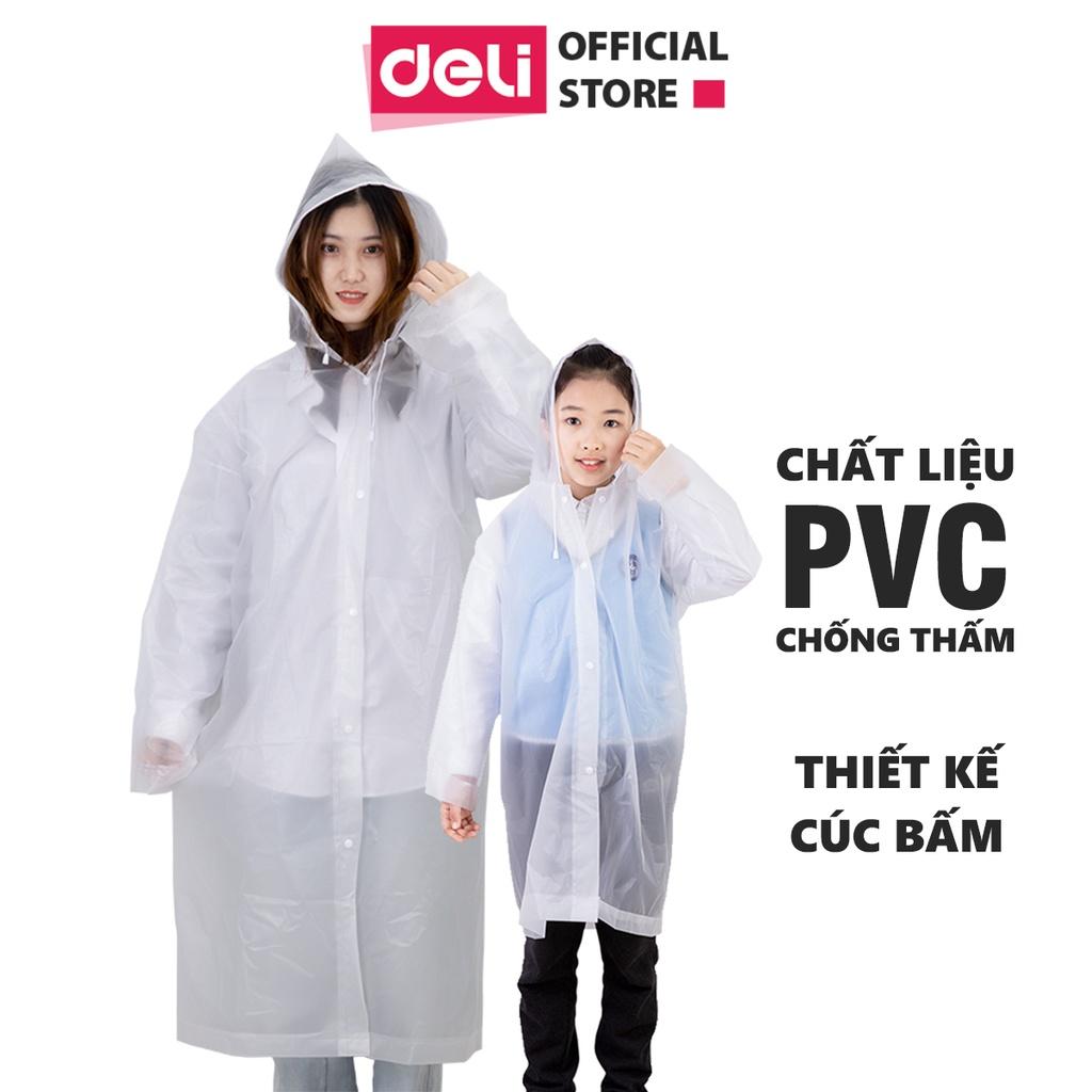 Áo Mưa Trong Suốt Deli Cho Người Lớn Và Trẻ Em - Vải Chống Thấm Cao Cấp - Dáng Dài Thời Trang - DL553010 / DL553011