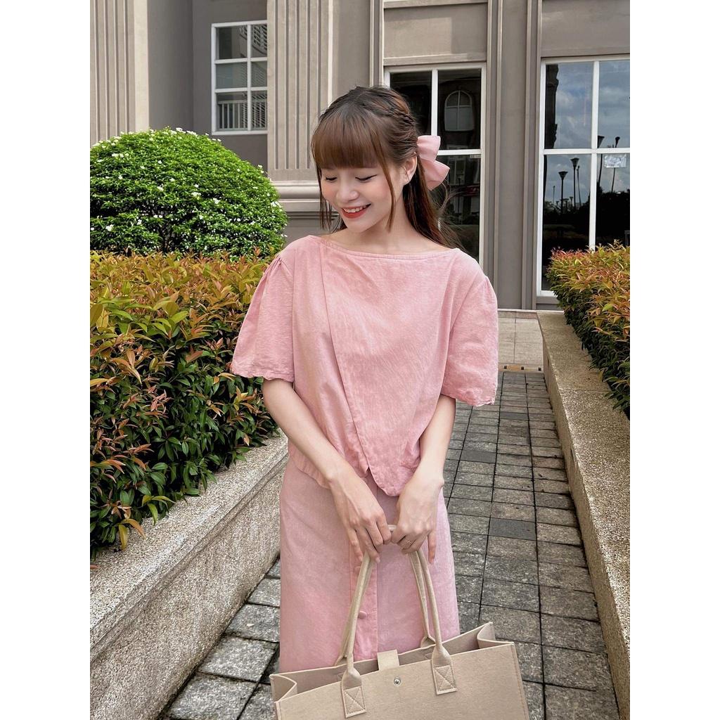 SET ÁO KÈM CHÂN VÁY NÚT BỌC CHẤT LIỆU LINEN