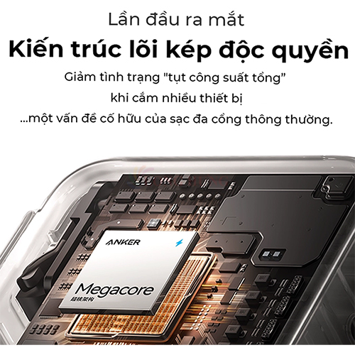 Cốc sạc Anker Nano Compact Dual-Mode Fast Charging 1USB 2Type-C 70W A121A - Hàng chính hãng