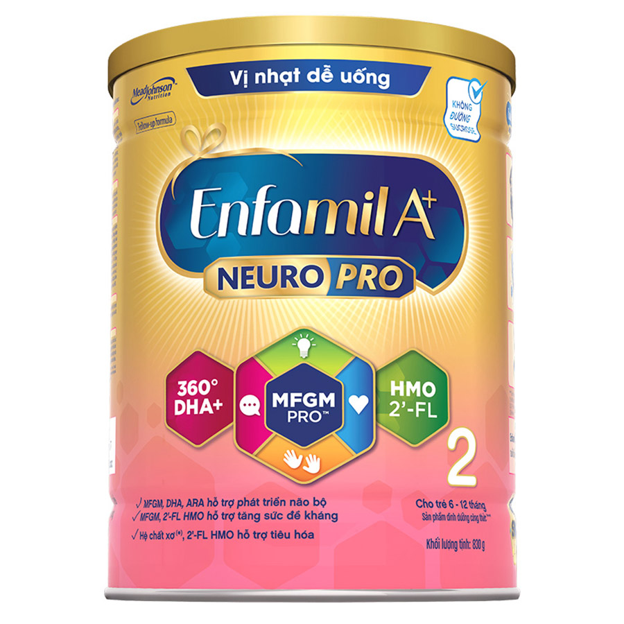 Sữa bột Enfamil A+ NeuroPro 2 với 2’-FL HMO cho trẻ từ 6 –12 tháng tuổi– 830g