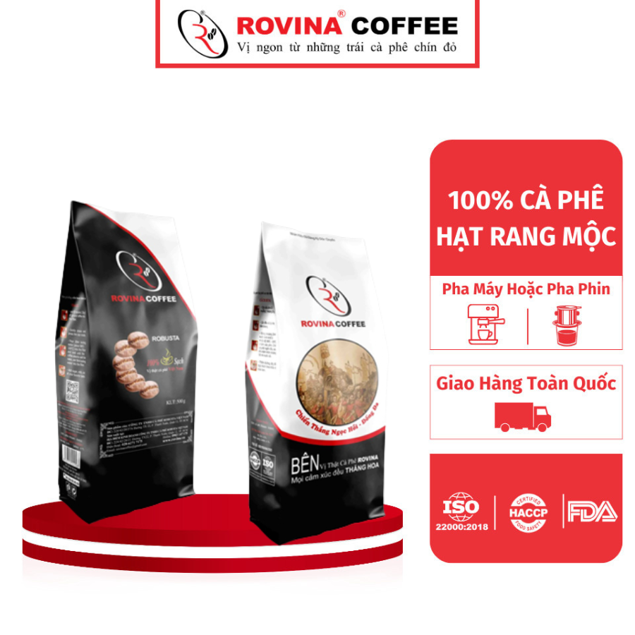 Cà Phê Robusta – Rang Xay - Pha Phin – 500gr Hương Vị Cân Bằng Mùi Thơm Nhẹ, Vị Êm Thương Hiệu Rovina Coffee