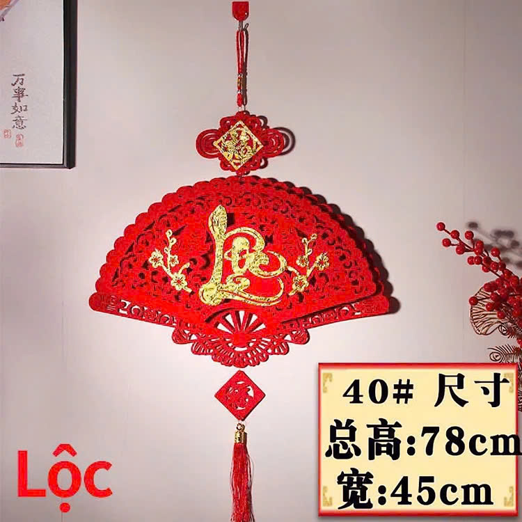 Đồ trang trí ngày tết, liễng treo tết hình vuông, hình quạt SIZE LỚN, Dây treo cửa hình QUẠT có chữ TẾT - PHÚC -LỘC - THỌ