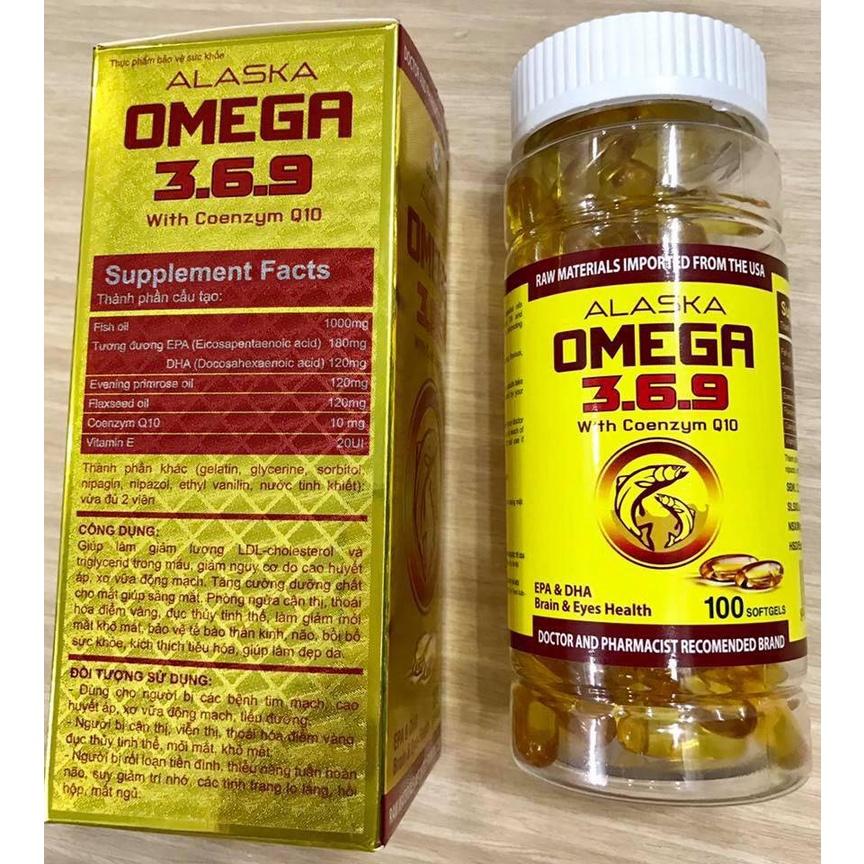 Viên uống bổ mắt - giảm cholesterol OMEGA 3.6.9 Coenzyme Q10 - Hoa Anh Thảo - Dầu hạt lanh - Chai 100 viên nang - USA
