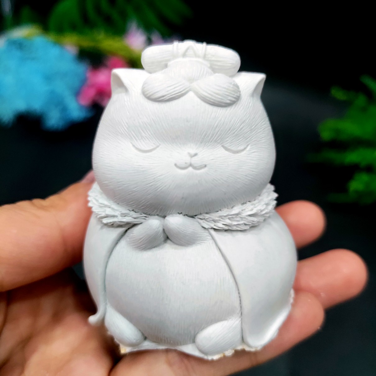Tượng tô màu, SET 4 MÈO HOÀNG GIA, size S , tượng thạch cao Trắng Đẹp Mịn