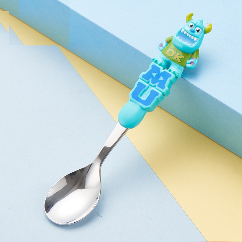 Muỗng ăn inox 3D hình Sulley màu xanh dương cho trẻ em , bé trai - 58VNDM2113