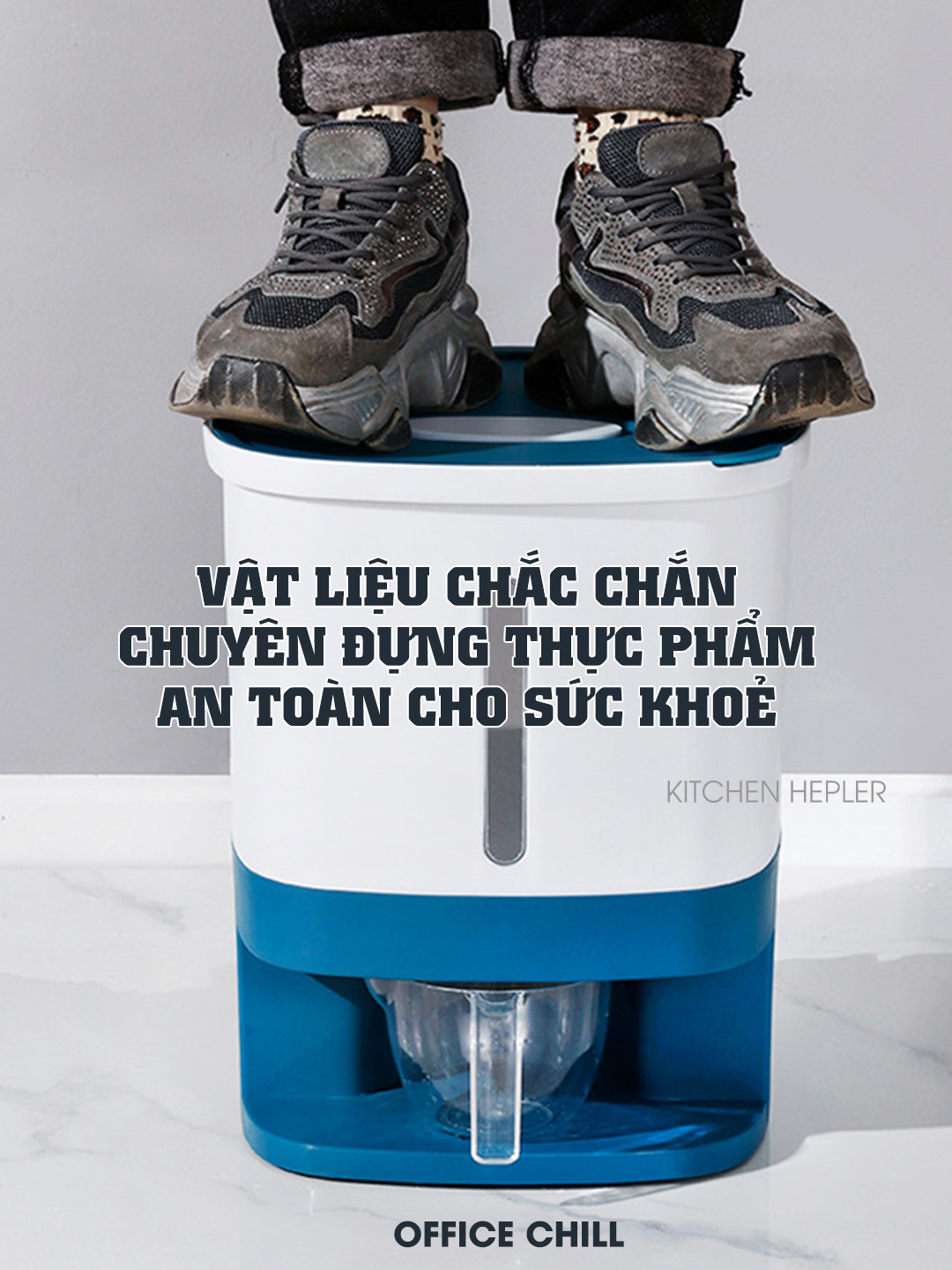 Thùng Gạo Thông Minh Tự Động 10Kg OFFICE CHILL, Thùng Đựng Gạo, Thực Phẩm Vật Liệu Nhựa An Toàn Cho Sức Khỏe Bảo Hành 1 Năm