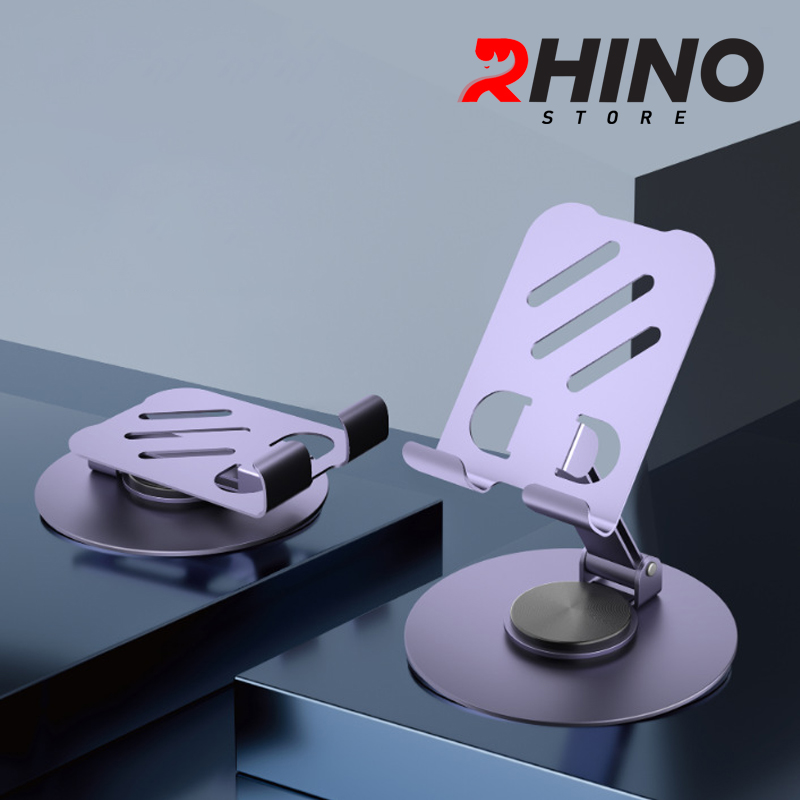 Kệ đỡ điện thoại 360° Rhino KP305, giá đỡ hợp kim nhôm cao cấp để bàn tiện lợi có thể gấp gọn - Hàng chính hãng