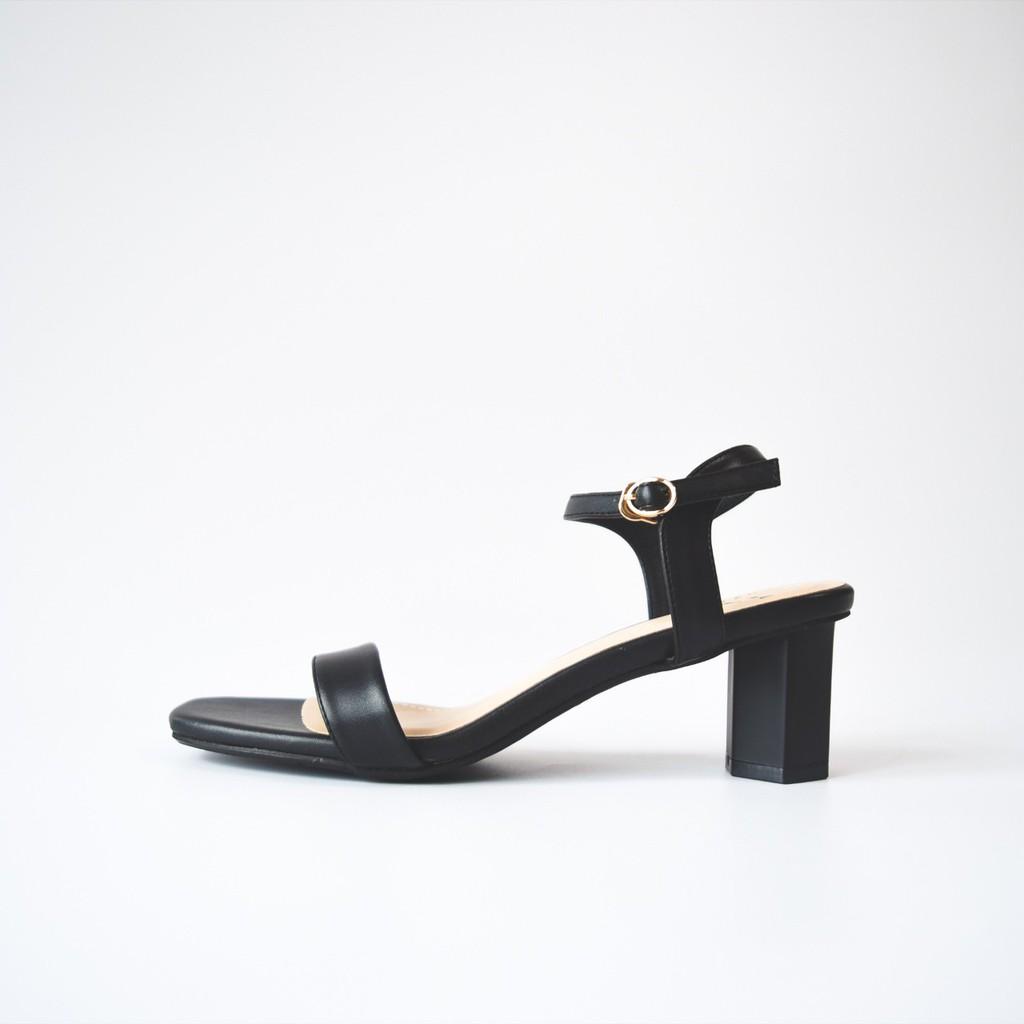Sandal cao gót nữ 6cm gót lục giác phối dây thời trang sang trọng lịch sự quý phái da tổng hợp Lykoe L-Bazzie
