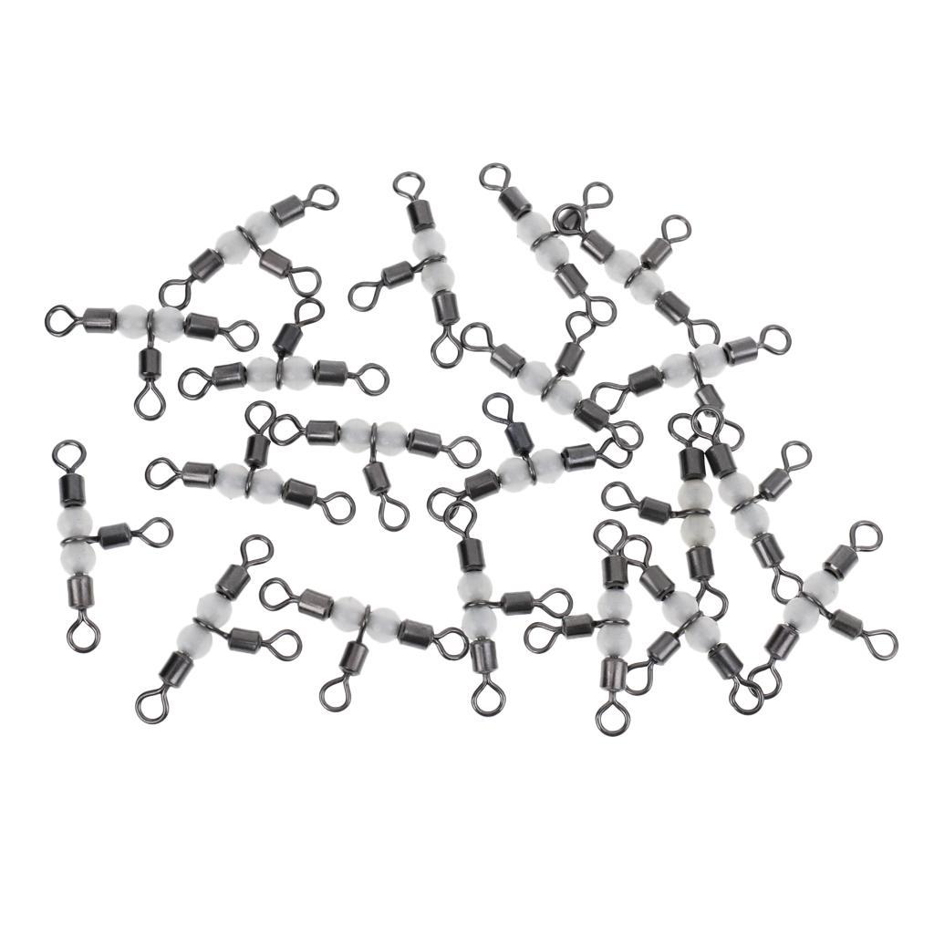 20 Pieces Fishing Three Way Swivel Connector 3 way T-Turn Triple Stainless Steel Fishing Barrel Swivel Tackle Accessories