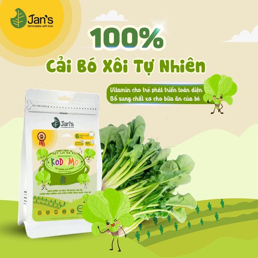 Bột Cải bó xôi Kodomo - Bột rau củ tự nhiên cho bé ăn dặm 60g (20 gói x 3g)