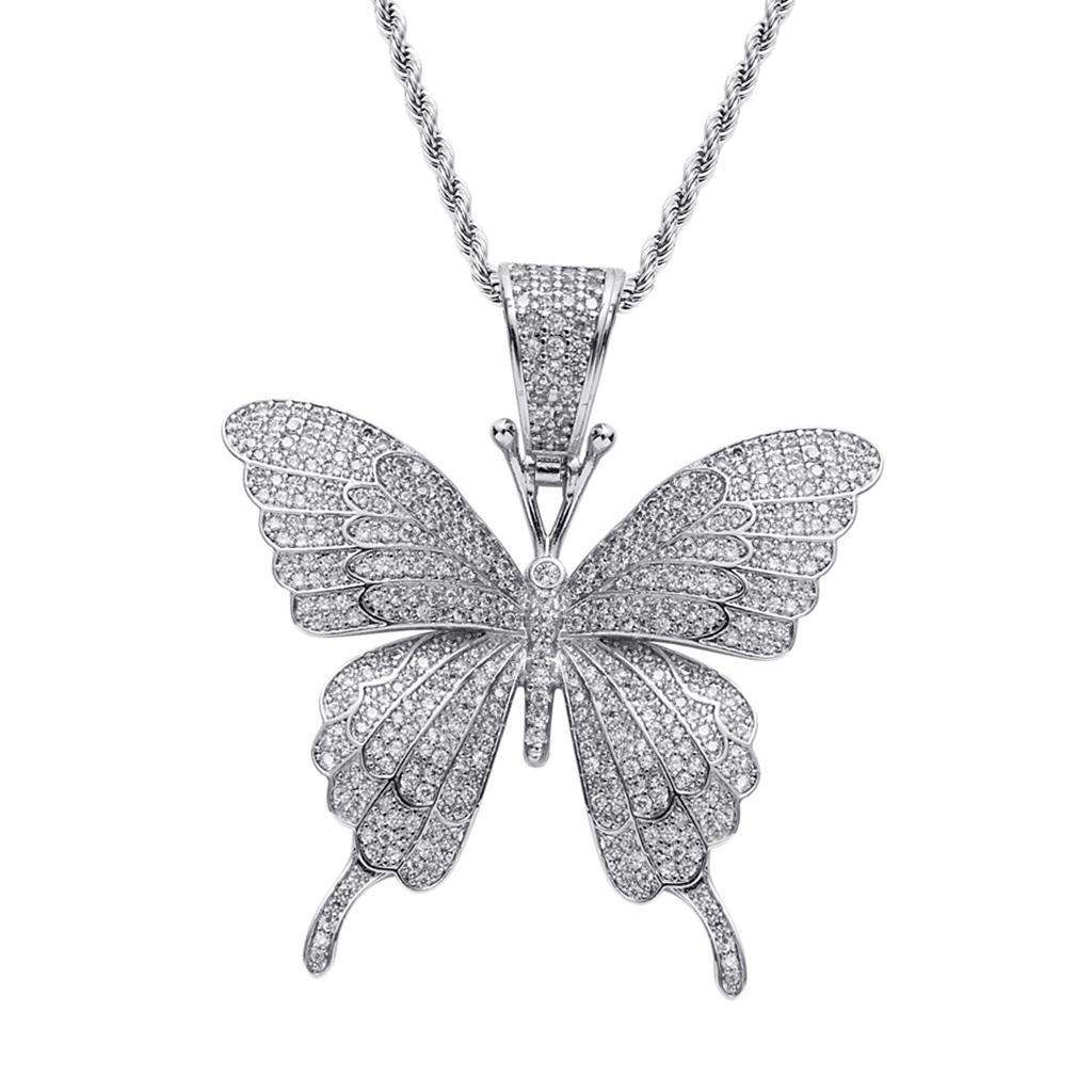 Butterfly Pendant  Necklace, Cubic Zirconia Christmas Pendant Jewelry  Choker Necklace, Women Party Jewelry