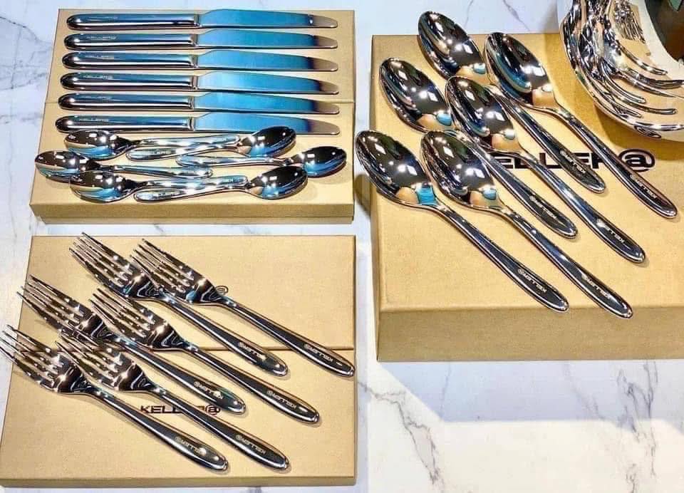 SET DAO DĨA 24 MÓN KELLER HÌNH QUẢ TRỨNG INOX Hàng chính hãng