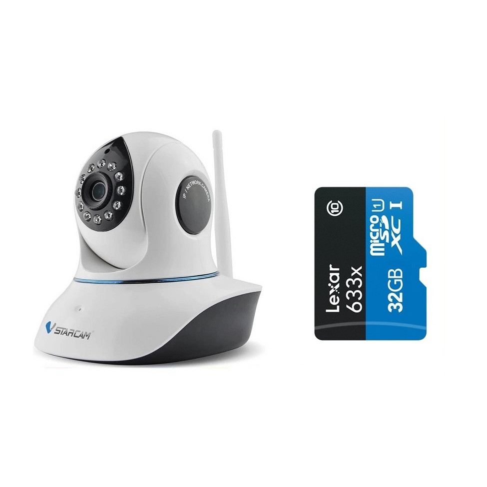 Camera IP Wifi VStarcam C38s 2.0 - Full HD 1080p , Lắp trong nhà , camera không dây , Kèm thẻ nhớ 32GB A1 Lexar  - Hàng chính hãng