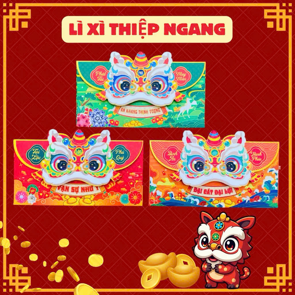 Xấp 10 Bao Lì Xì Tết Chúc Mừng Năm Mới Mừng Tuổi Con Cháu Nhiều Mẫu Đa Dạng Khổ Ngang