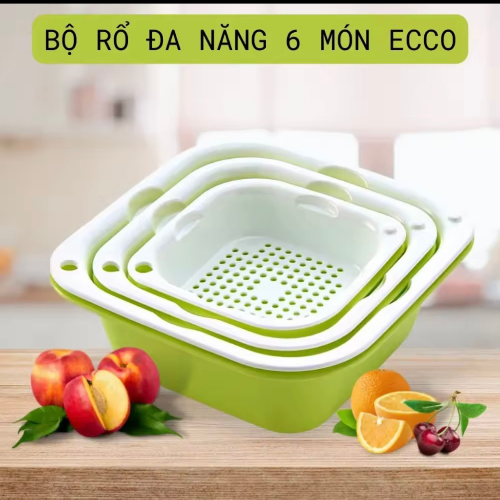 Bộ rổ nhựa kèm chậu 6 món cao cấp Việt Nhật