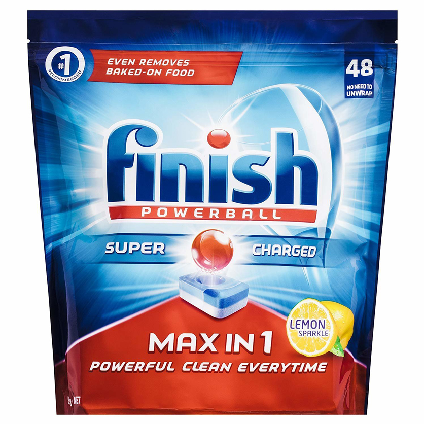 Túi 48 viên rửa chén Finish All In1 Max Dishwasher Tablets Lemon PTT09439 - hương chanh