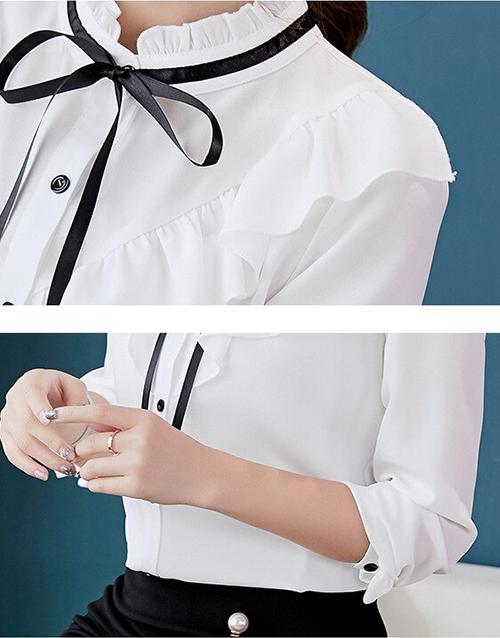 Áo Sơ Mi Nữ Cổ Đính Dây Nơ Thanh Lịch