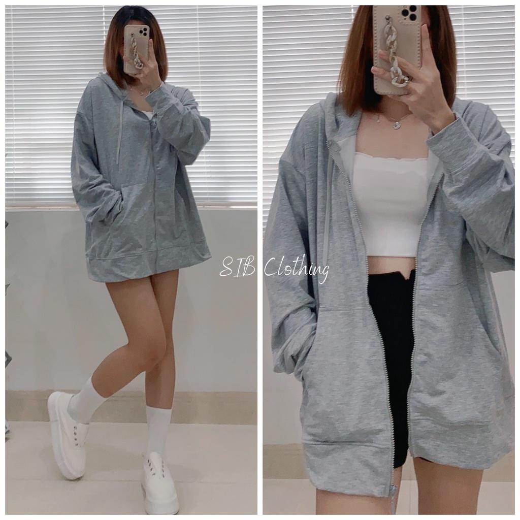 Hoodie zip SIB Clothing áo khoác form rộng có nón trơn SIB027