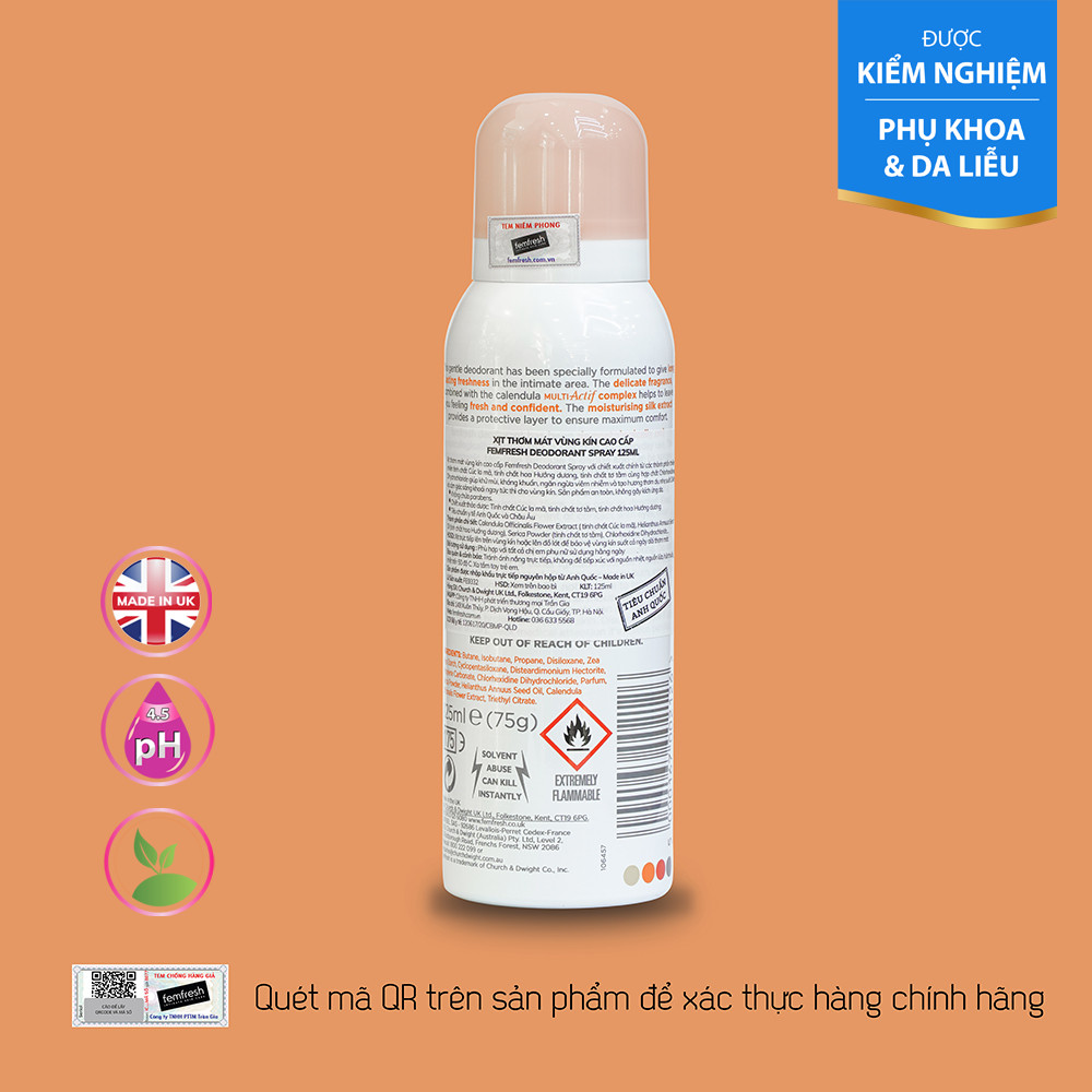 Xịt Thơm Mát Vùng Kín Cao Cấp Femfresh Deodorant Spray - Nhập Khẩu Anh Quốc, khử mùi, diệt khuẩn, tạo cảm giác thơm mát