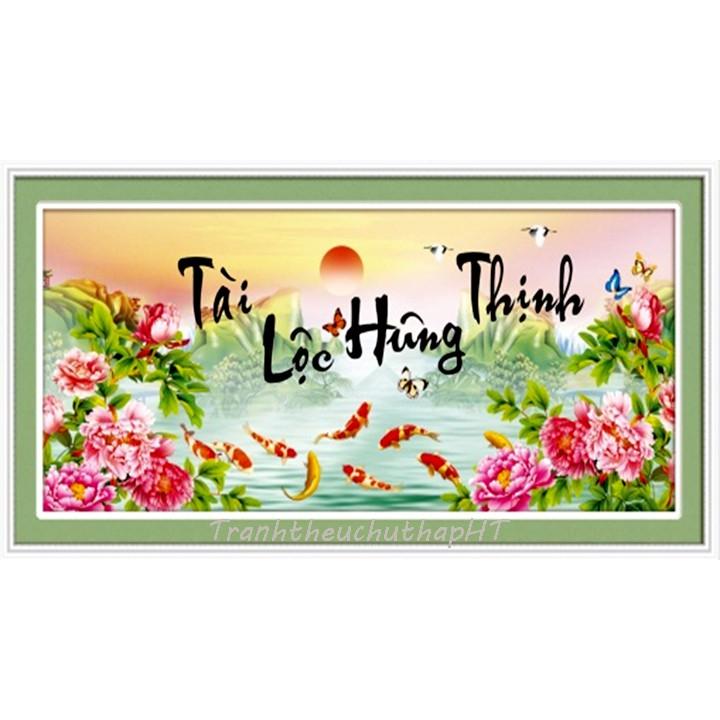 Tranh thêu chữ thập Tài lộc hưng thịnh LV3238 - tự thêu