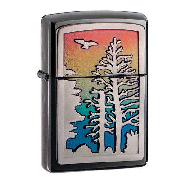 Bật Lửa Zippo 20879 Rainbow Forest Emblem Black Ice