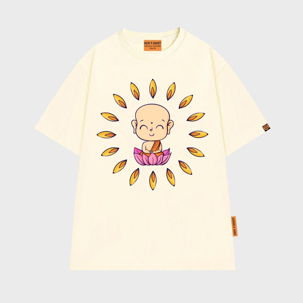 Áo thun in hình Giác giả mỉm cười phúc hậu và vầng hào quang Buddha shirt BND561