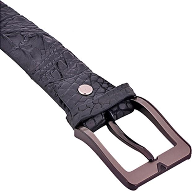 Thắt Lưng Nam Da Cá Sấu Nguyên Con Bản Lớn Bát Gài Huy Hoàng HT4222 - Đen