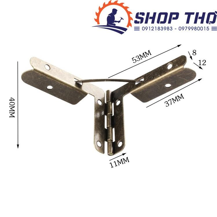 Bản lề chữ thất màu vàng màu đồng lắp hộp gỗ nhiều size