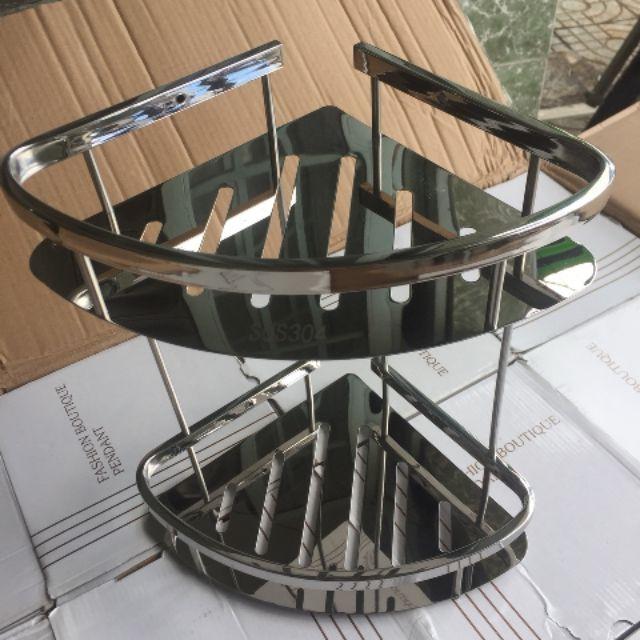 KỆ GÓC NHÀ TẮM - NHÀ BẾP - PHÒNG NGỦ - KỆ GÓC 2 TẦNG INOX SUS 304