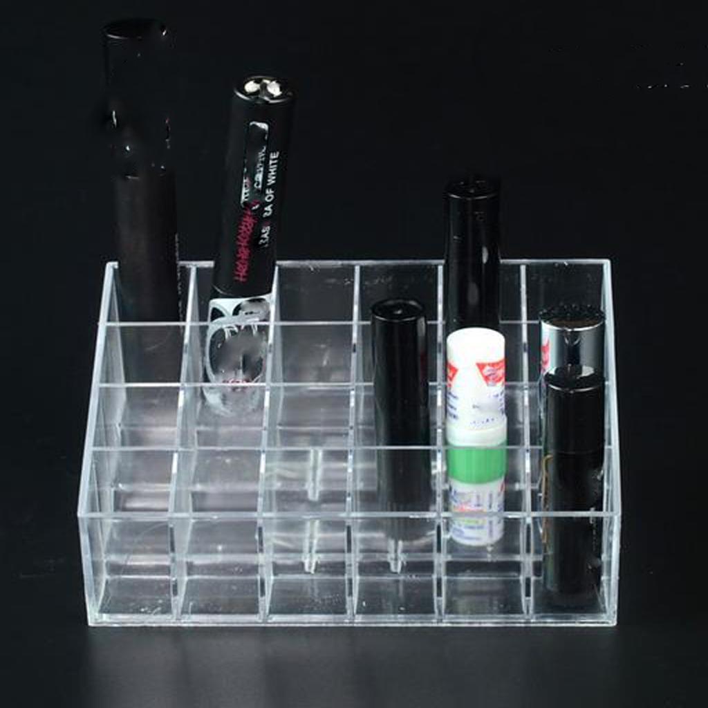 24 Grids Lipstick Nail Holder Display Clear Acrylic Makeup Organizer