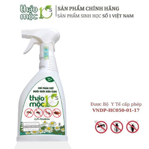 Diệt Côn Trùng Gián, Kiến, Kiến Ba Khoang, Muỗi, Ruồi, Mối, Mọt 100% Sinh Học Thảo Mộc 10s Hương Sả Chanh Chai Xịt 500ml An Toàn Cho Sức Khỏe Em Bé Và Người Già, Đã Được Bộ Y Tế Cho Phép Lưu Hành