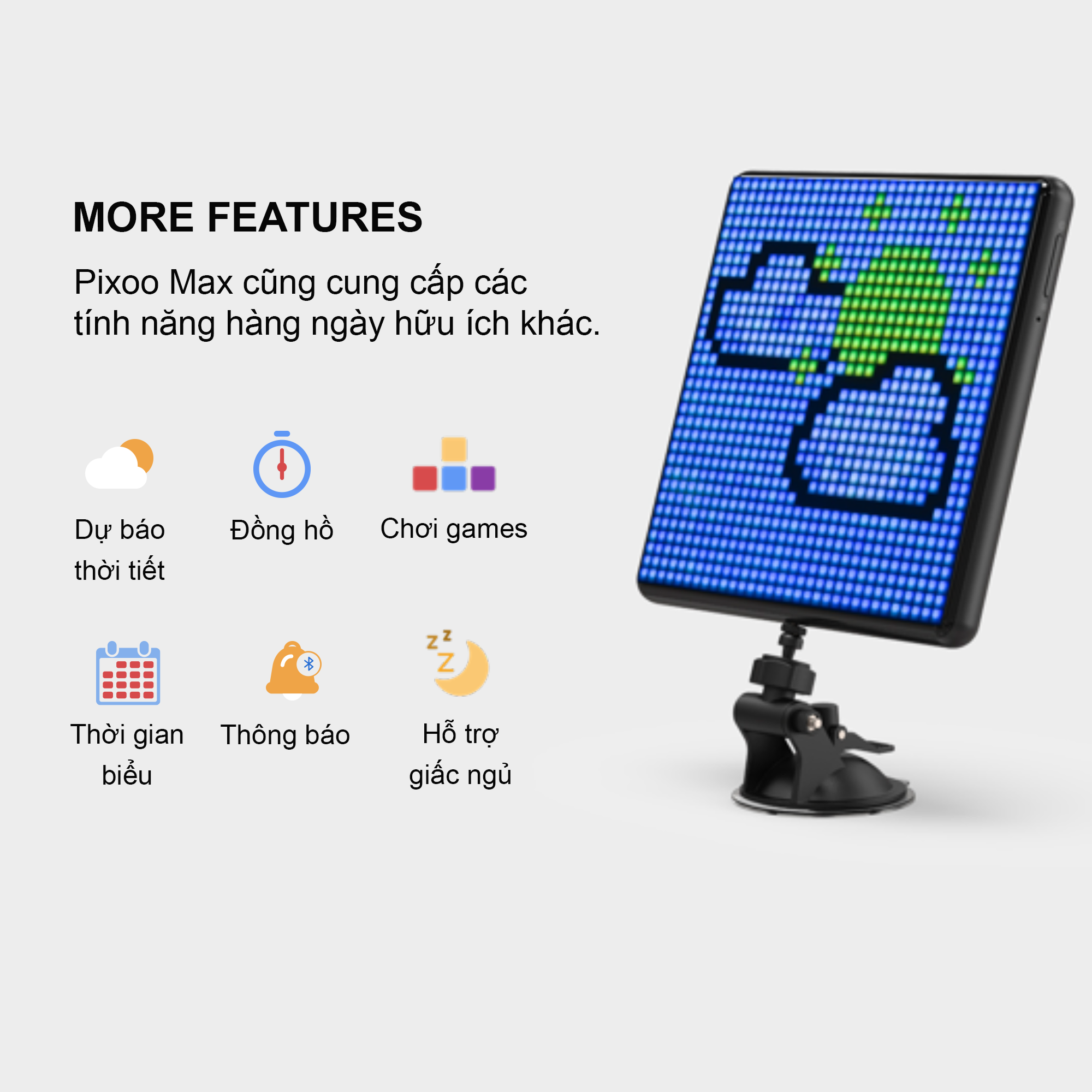 Màn hình LED Divoom Pixoo Max 32x32 pixel tích hợp App nhiều tính năng, có thể trang trí treo xe ô tô/ treo tường/ bàn - HÀNG CHÍNH HÃNG