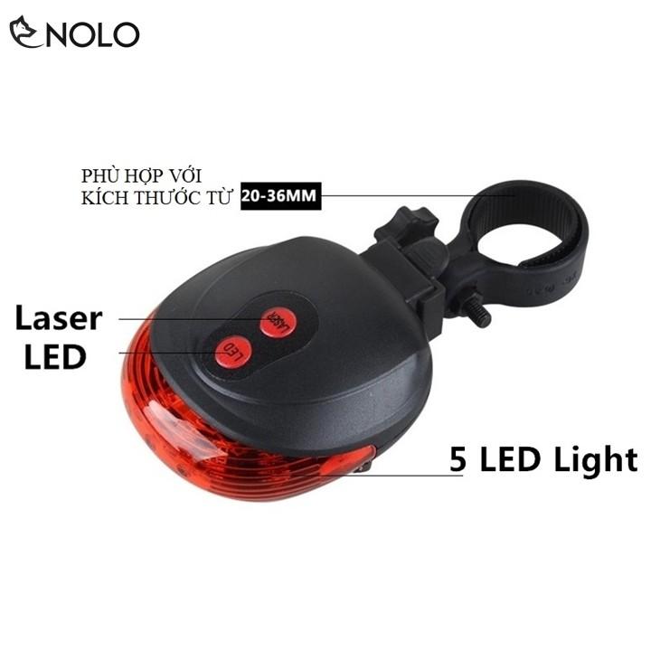 Combo 2 Đèn Led Chiếu Hậu Laser Cảnh Báo Gắn Cốt Yên Xe Đạp Nhiều Chế Độ ( hàng sẵn