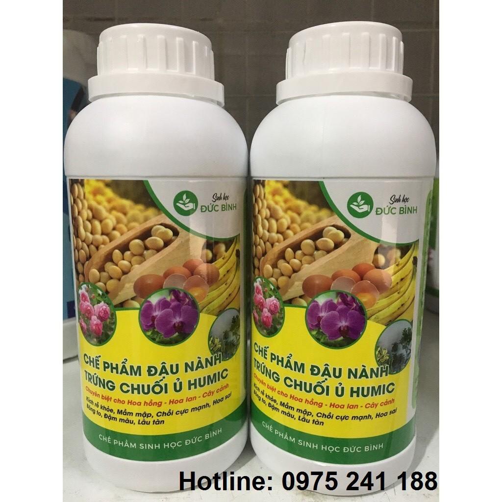 Chế phẩm đậu nành trứng chuối ủ Humic 500ml, kích rễ khỏe, bật mầm nhanh, bông to, đậm màu, quả thơm